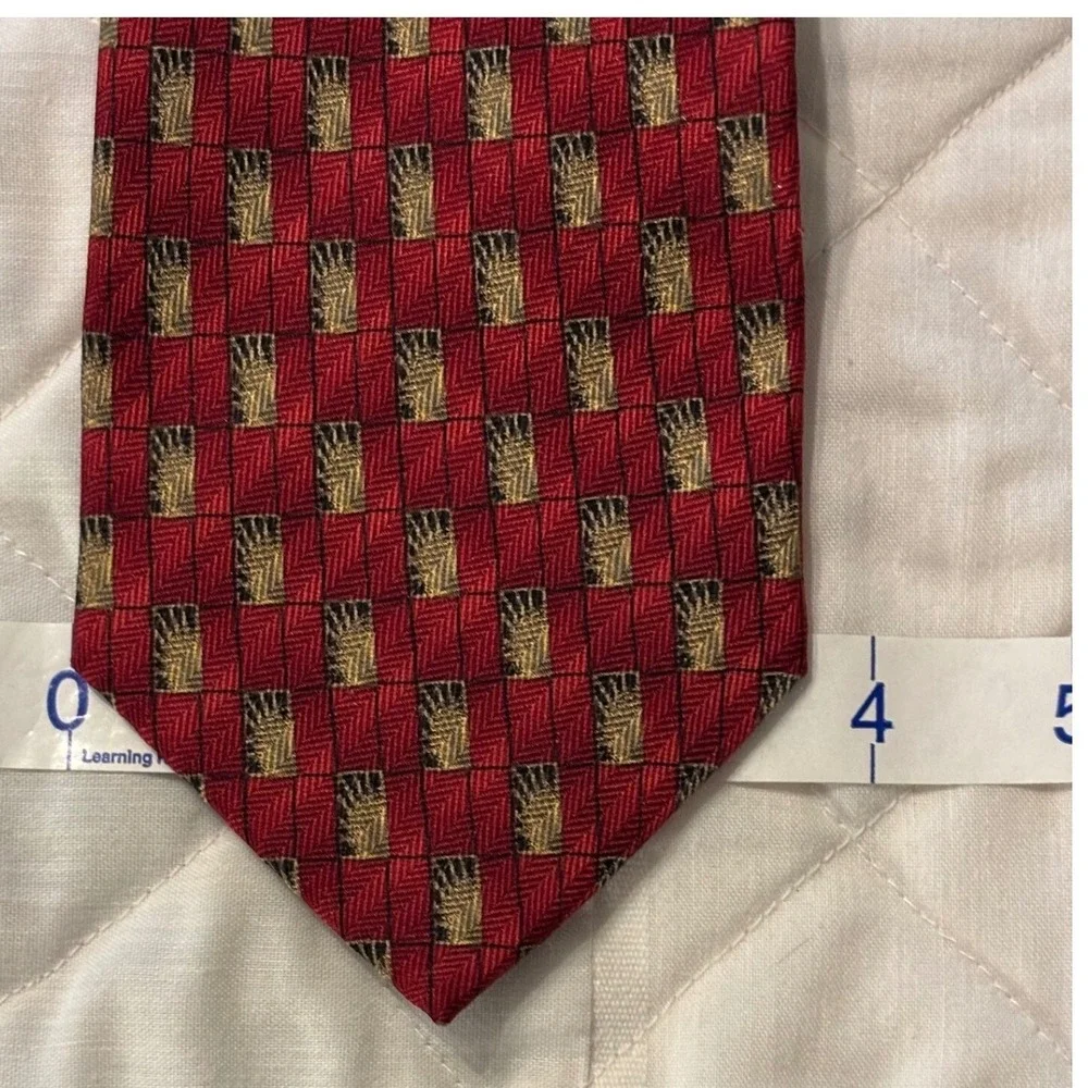 Zanzara Necktie Silk Red‎ Gold Black Patterned Business Career Men's Tie